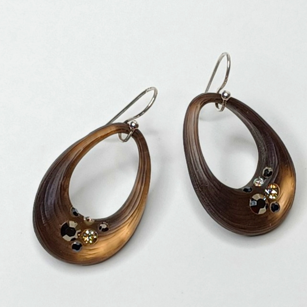 Alexis Bittar Lucite Goldtone, Rhinestones Drop Dangle Earrings.